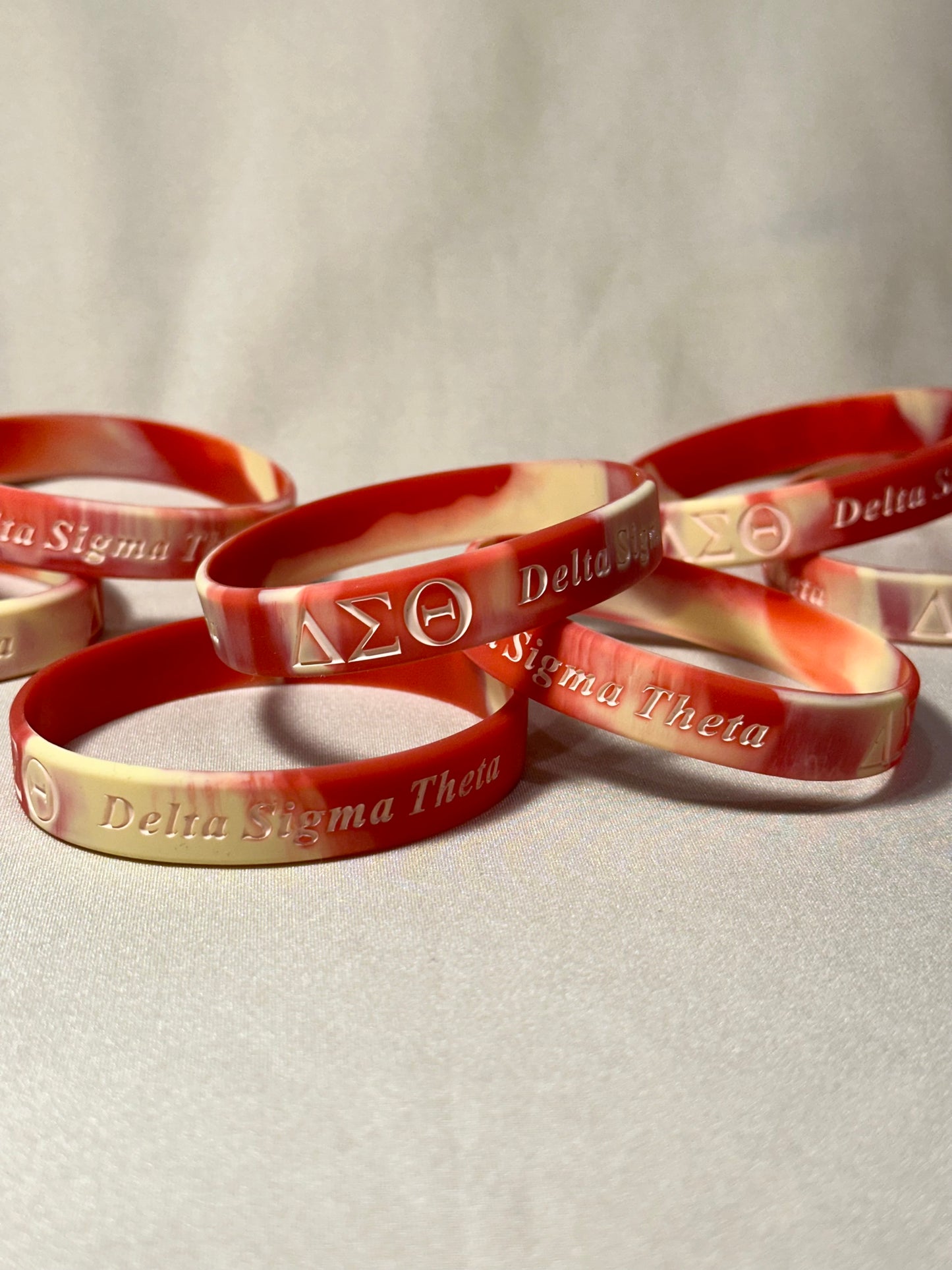 2-Pack ΔΣΘ Crimson & Cream Silicone Bracelets