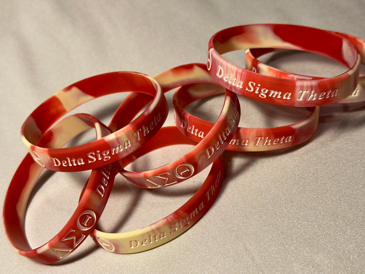 2-Pack ΔΣΘ Crimson & Cream Silicone Bracelets