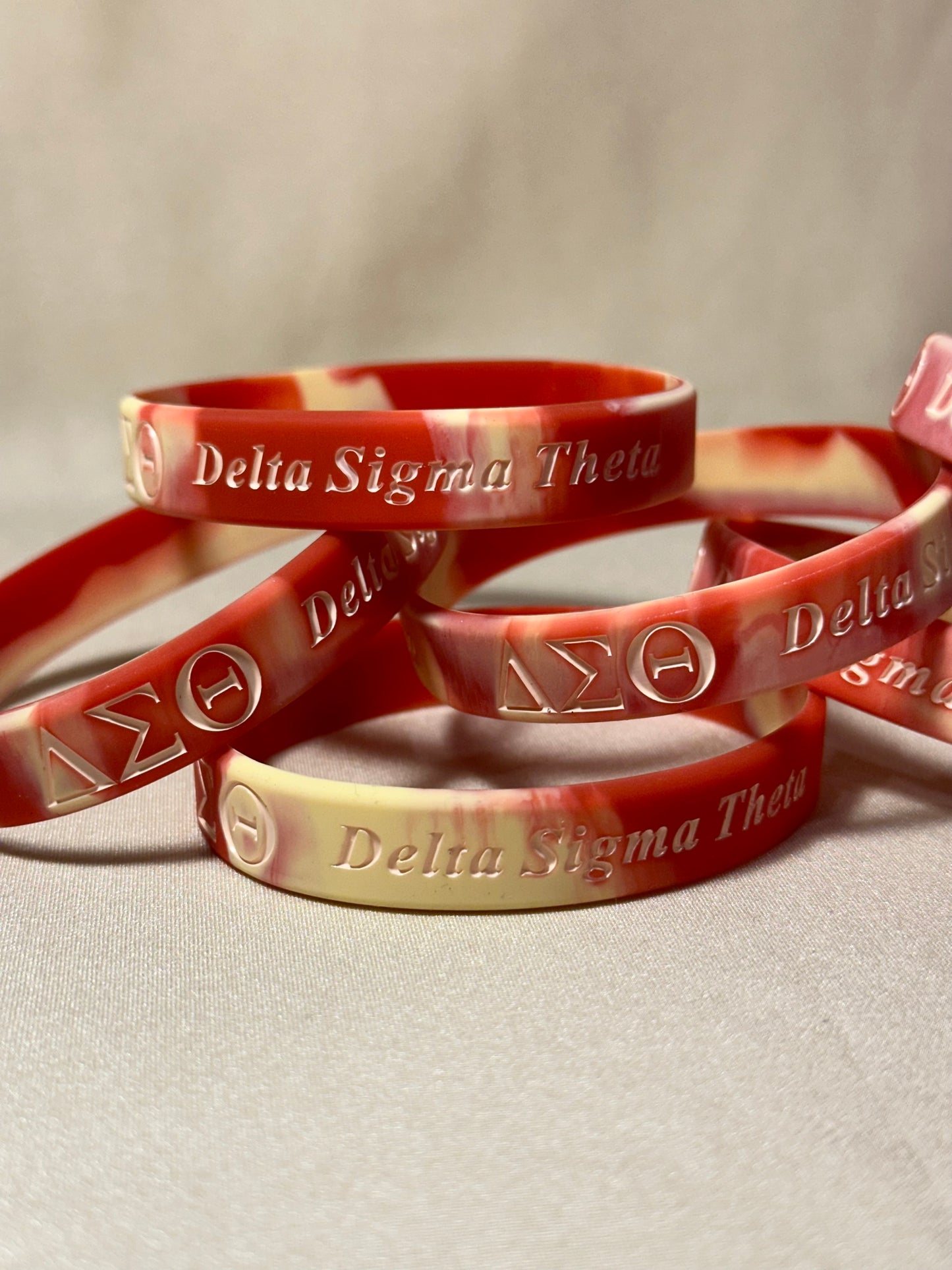 2-Pack ΔΣΘ Crimson & Cream Silicone Bracelets